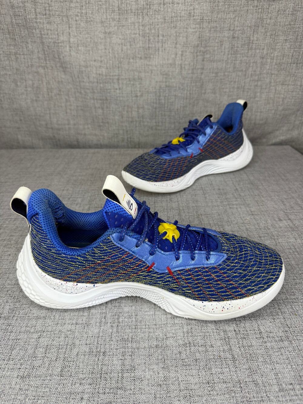 Under Armour Curry Flow 10 Curryfornia Blue Yellow Basketball Shoes Mens Size 13
